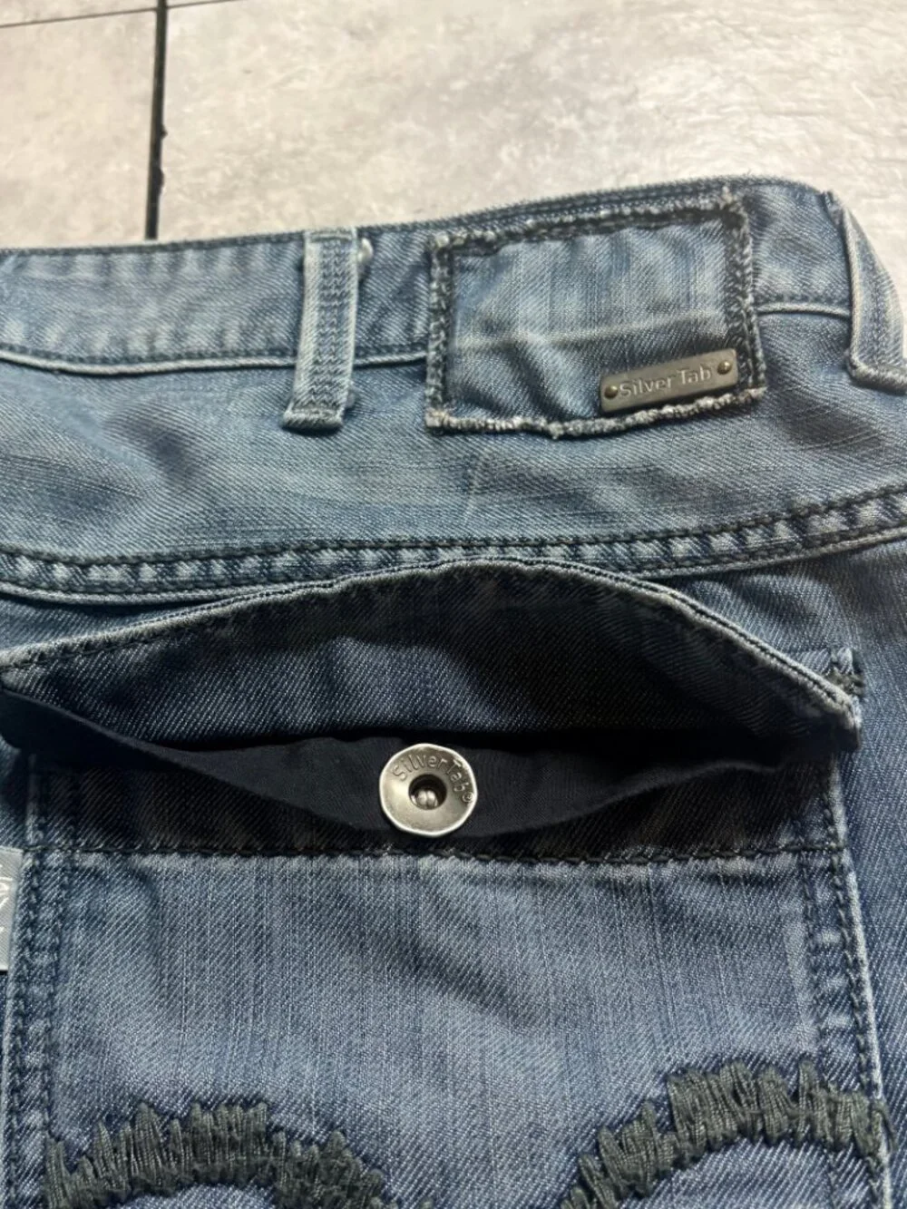 Levi's SilverTab Slim Straight Jeans 38x32 Blue Flap Pocket Y2K